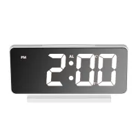 TOO DC-222-W digitális ébresztőóra fehér LED tükrös kijelző hőmérséklet kijelzés 12-24 órás formátum