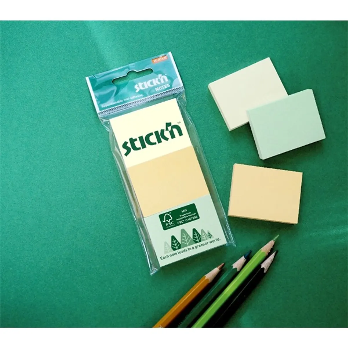 Stick N 21885 Jegyzettömb 38x51 mm 3 tömb csomag 100 lap öntapadó vegyes pasztell színek #2