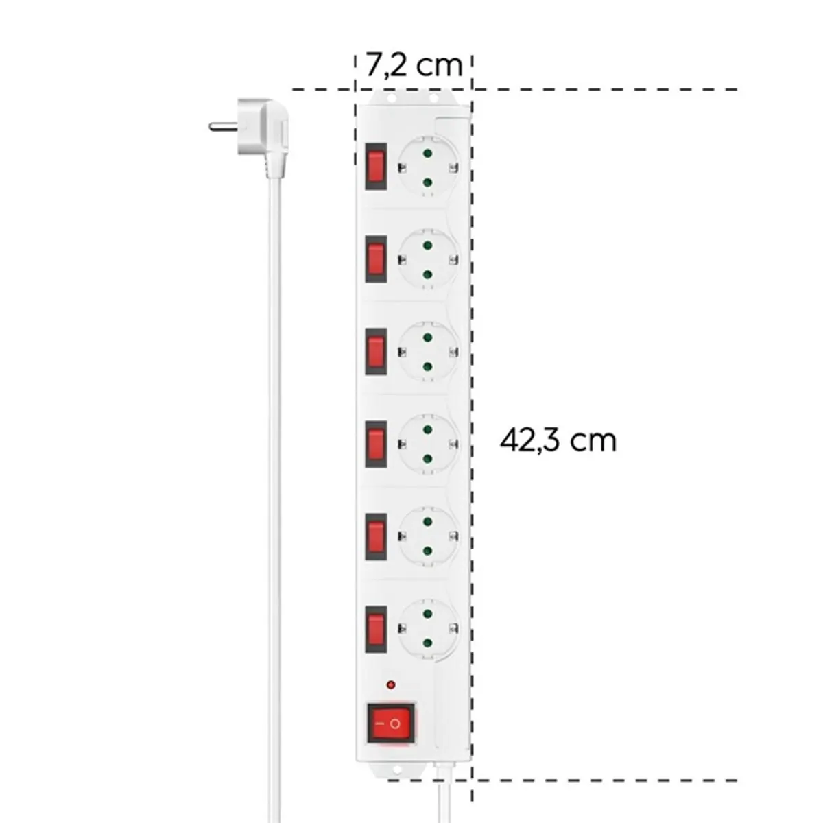 Hama 00223159 Hálózati elosztó 6 aljzat, 6 kapcsolók, 1,4 m, fehér, túlfeszültség-védett, SCHUKO #4