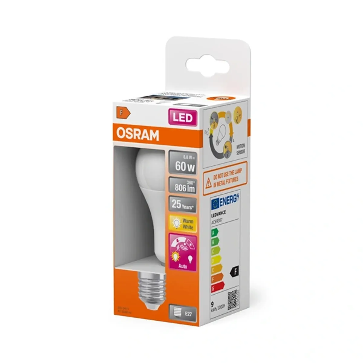 Osram 4099854040092 led fényforrás E27 8W 806 lm 2700K 300 fok meleg fehér energiaosztály f #2
