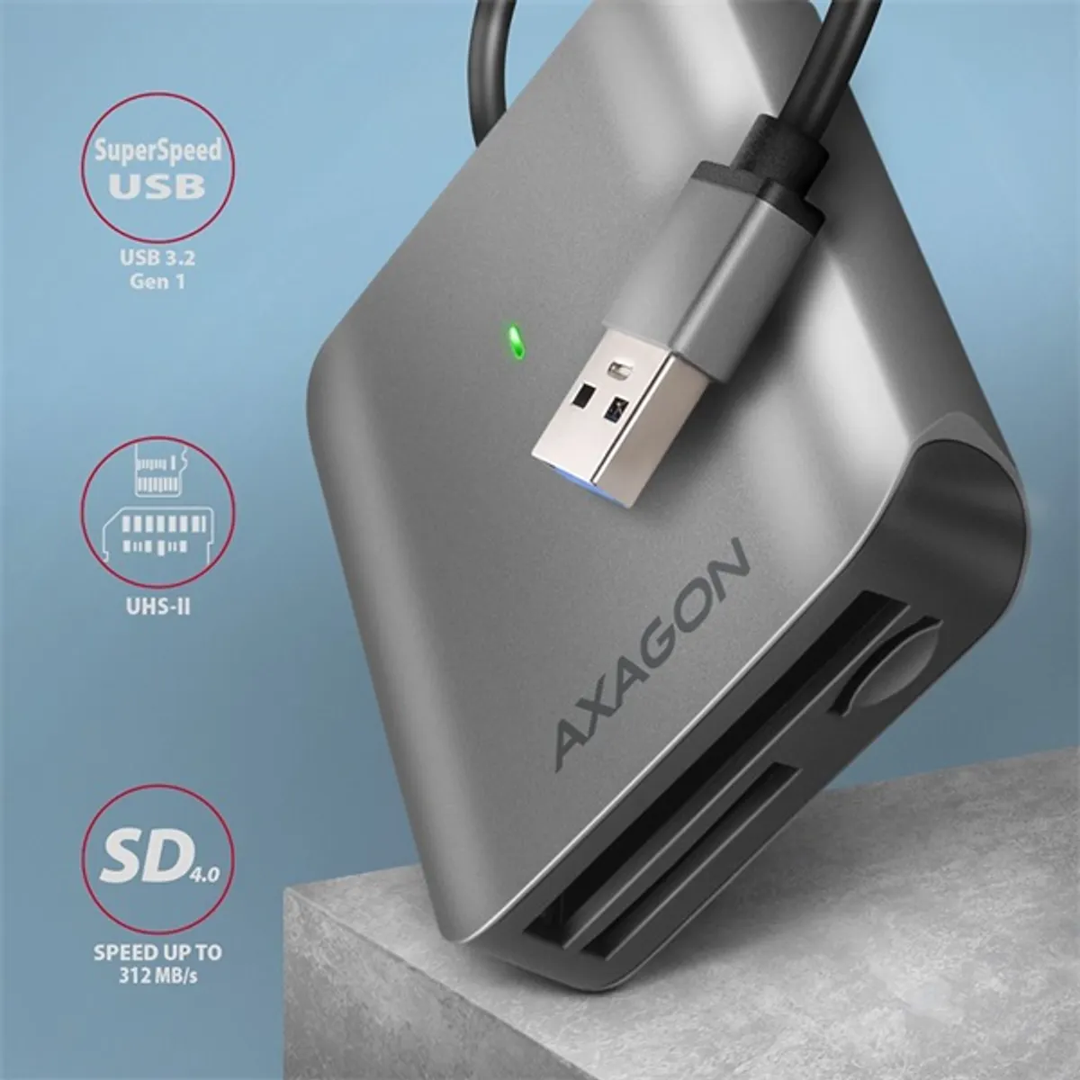 AXAGON CRE-S3 kártyaolvasó USB 3.0 microSD SD CF #2