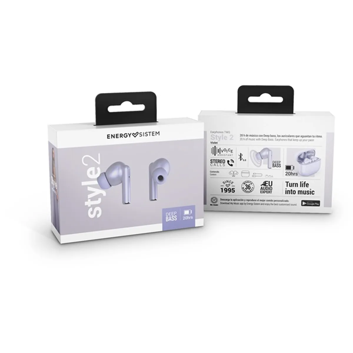 Energy Sistem EN 452965 EN Style 2 TWL lila true wireless fülhallgató Bluetooth USB-C 8 mm 5 óra tok 300 mAh #7