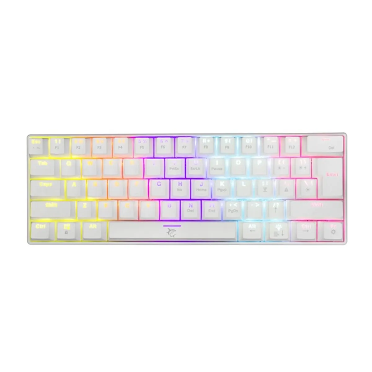 WHITE SHARK WS GK-2022W-BR-US Shinobi GK-2022W Fehér kompakt 60%-os mechanikus Outemu Brown RGB USB 2.0 US kiosztás 62 gomb 50 millió leütés 180 cm #1