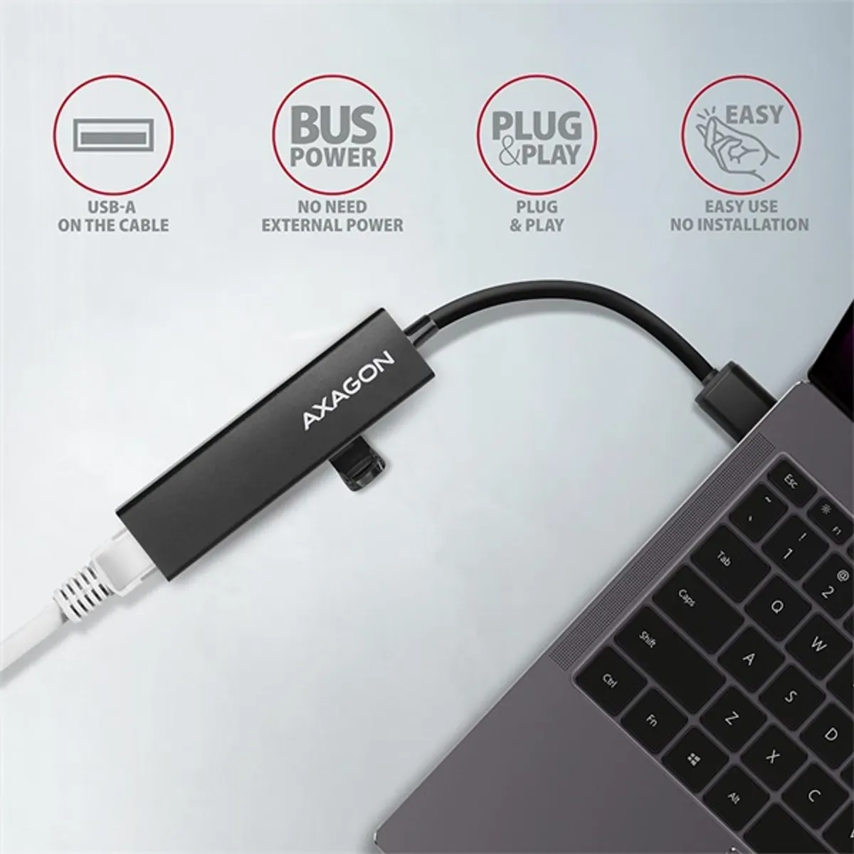 Axagon HMA-GL3A 3-portos USB 3.2 Gen 1 hub és Gigabit LAN #4