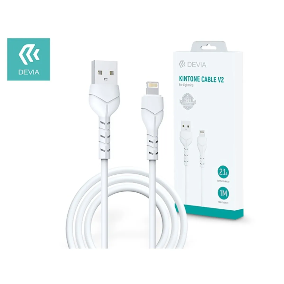 DEVIA ST348686 Kintone V2 USB-A Lightning adat- és töltőkábel 1 m fehér #1