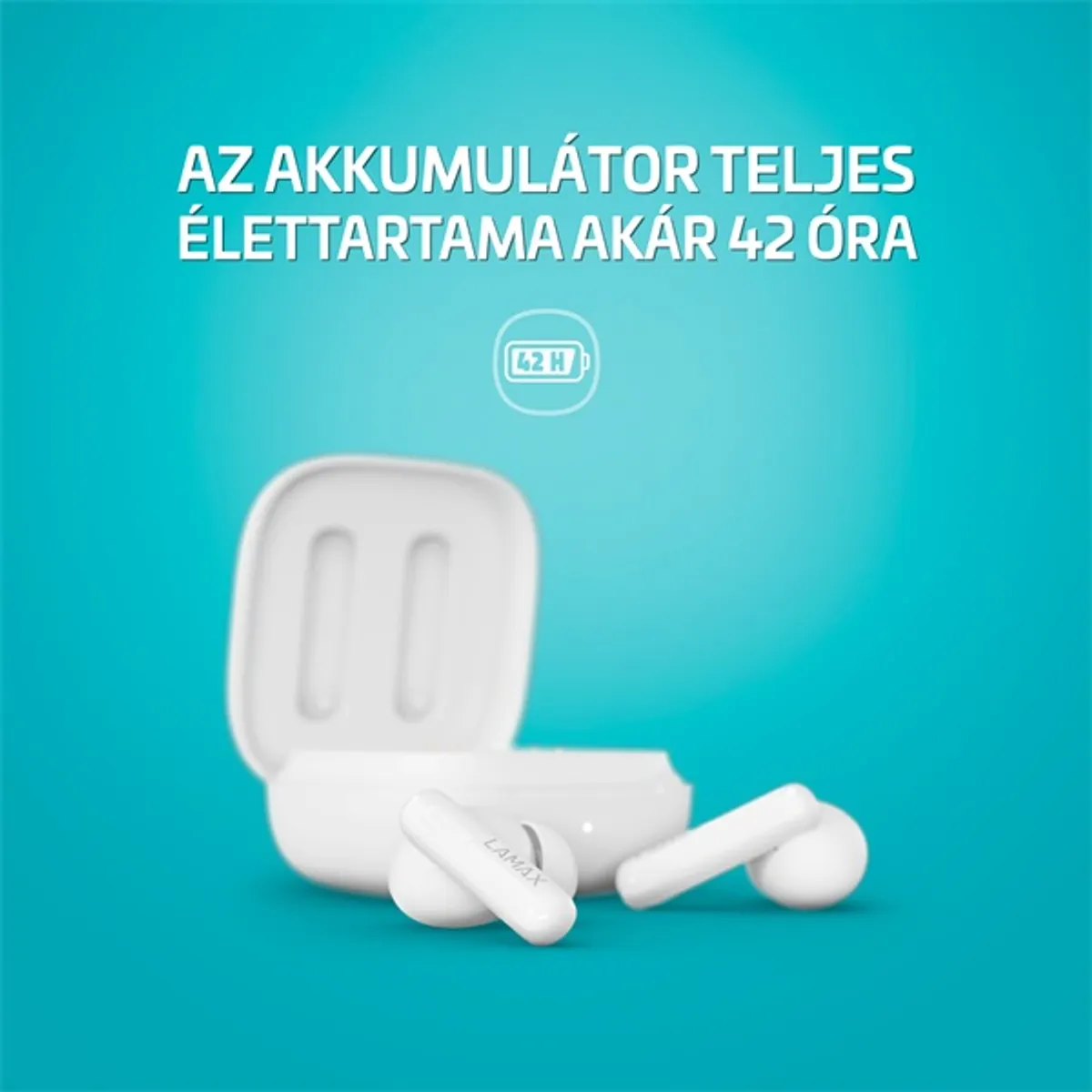LAMAX LXIHMCPS1PSWA Clips1 Plus Aktív zajszűrés pass-through Bluetooth 5.3 20-20000 Hz USB-C 8 óra töltőtokkal 42 óra fehér #5