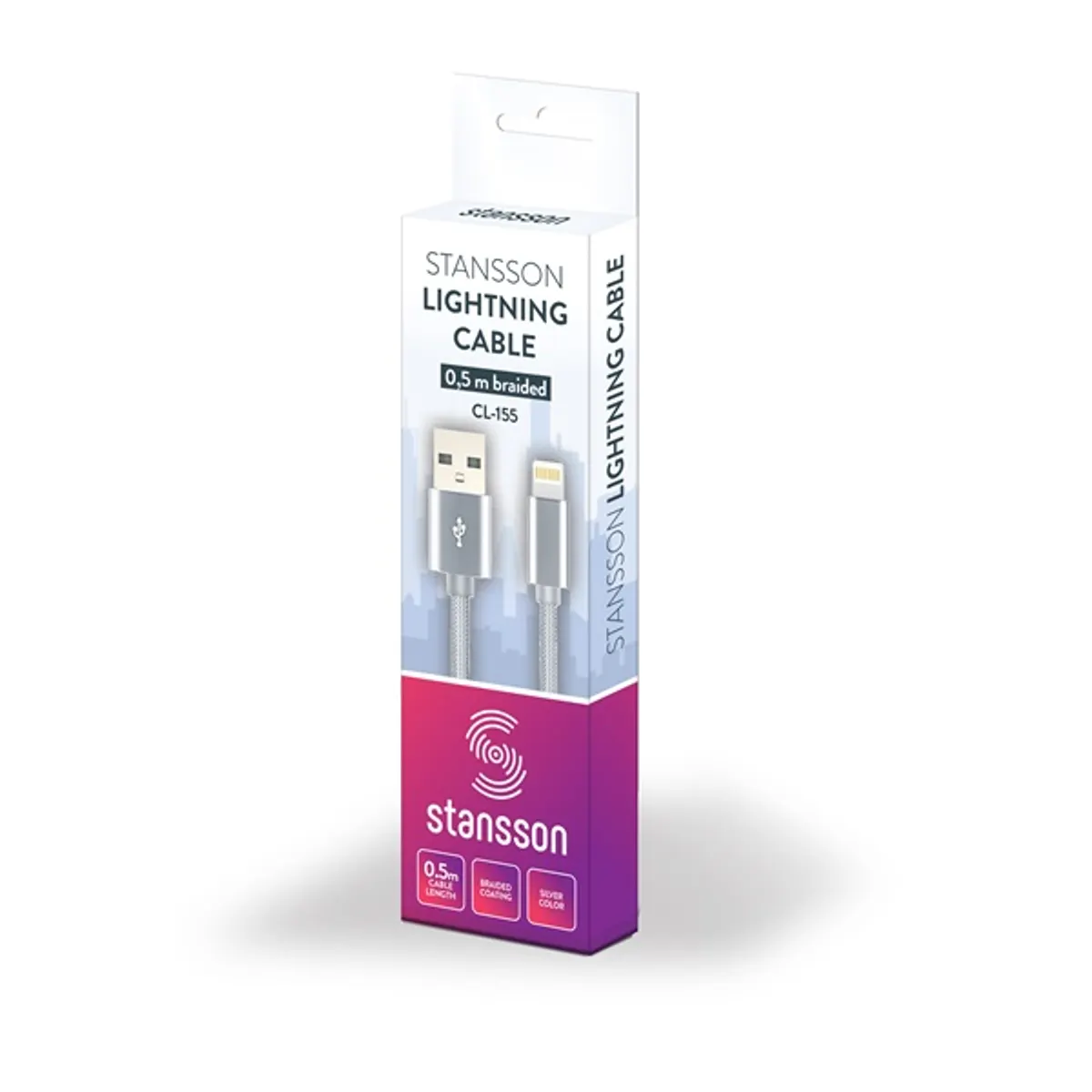 STANSSON CL-155 Fehér 50 cm Lightning-USB A adat- és töltőkábel #2
