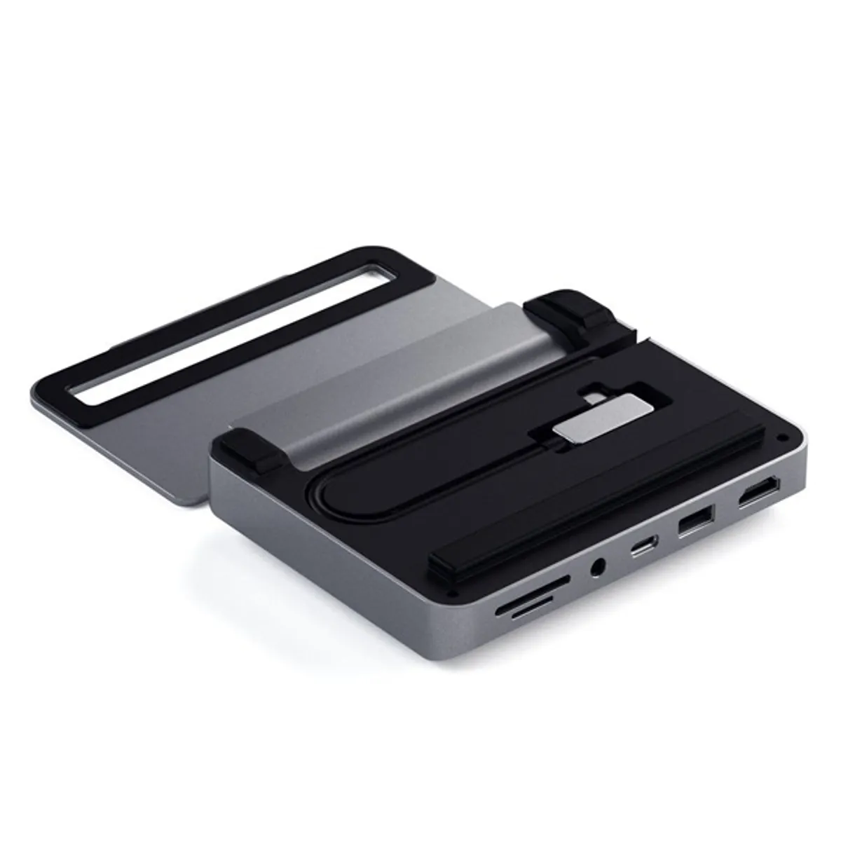SATECHI ST-TCSHIPM Alumínium állvány és hub szürke USB-C és USB-A, HDMI, 3,5 mm, microSD és SD #2