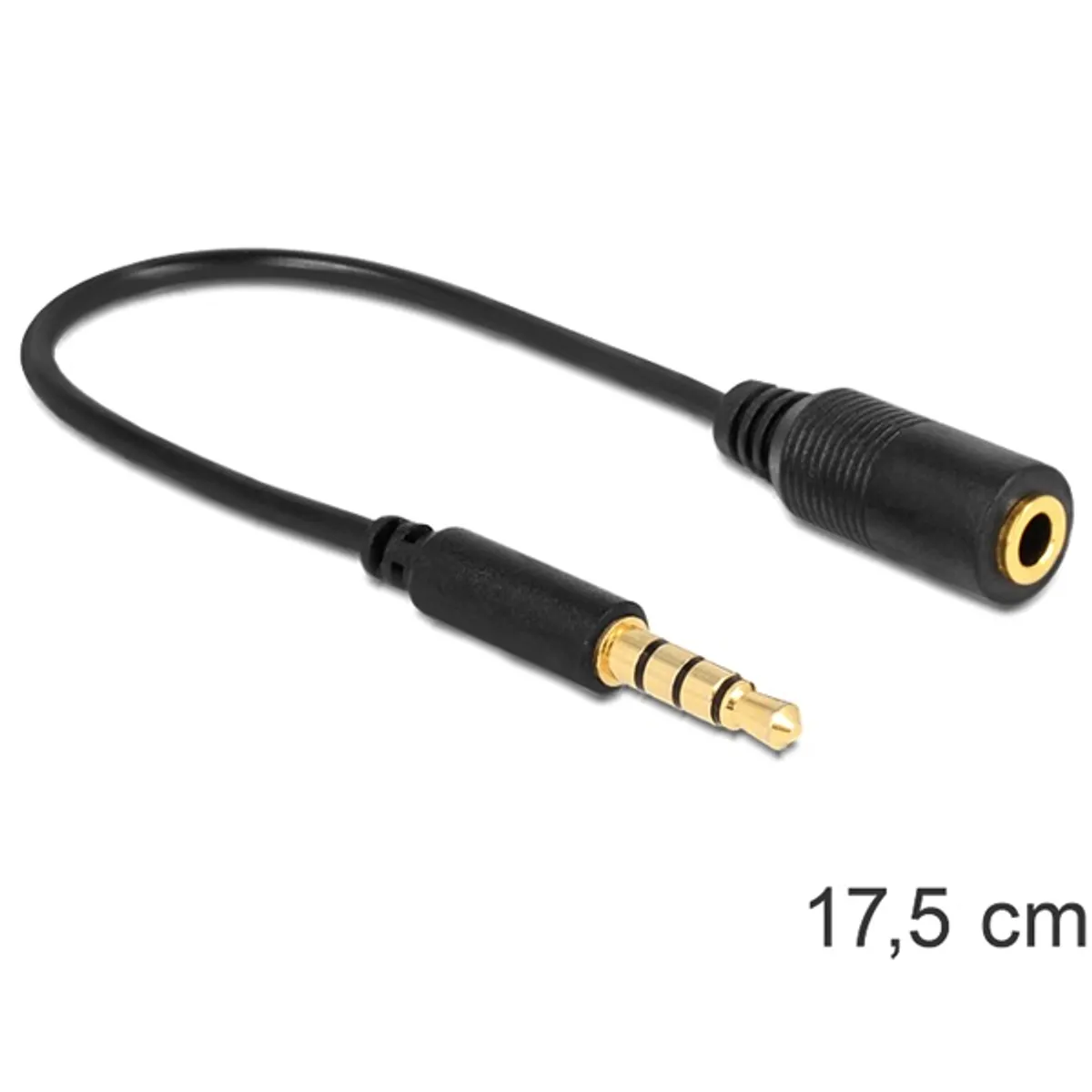 Delock 62498 sztereó jack 3,5 mm 4 pin kábel 16 cm fekete apa-anya #2