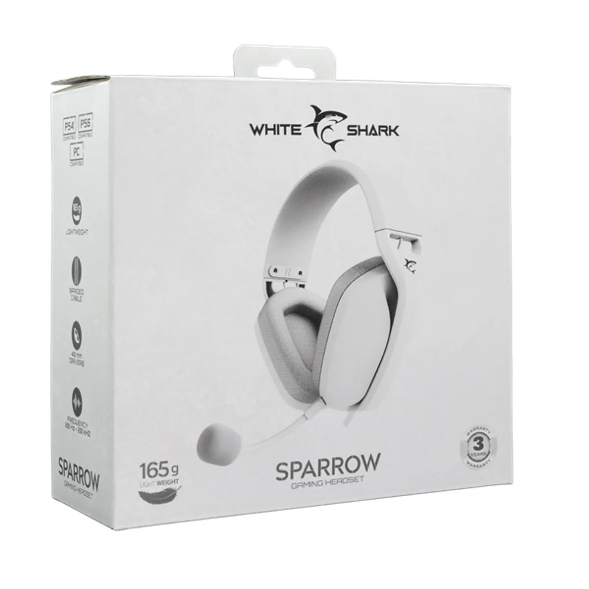 WHITE SHARK WS GH-2443W SPARROW-W fehér 200 cm 3,5mm PC MAC Konzol kompatibilis hangerő szabályzó balos 40 mm 32 ohm 20-20000 Hz -42 dB #8