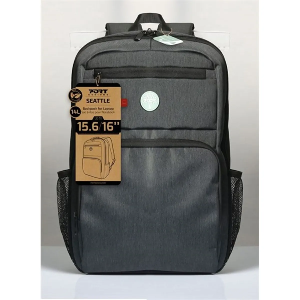 Port Designs 110277 Seattle Eco 15-16" fekete poliészter notebook hátizsák párnázott belső #1