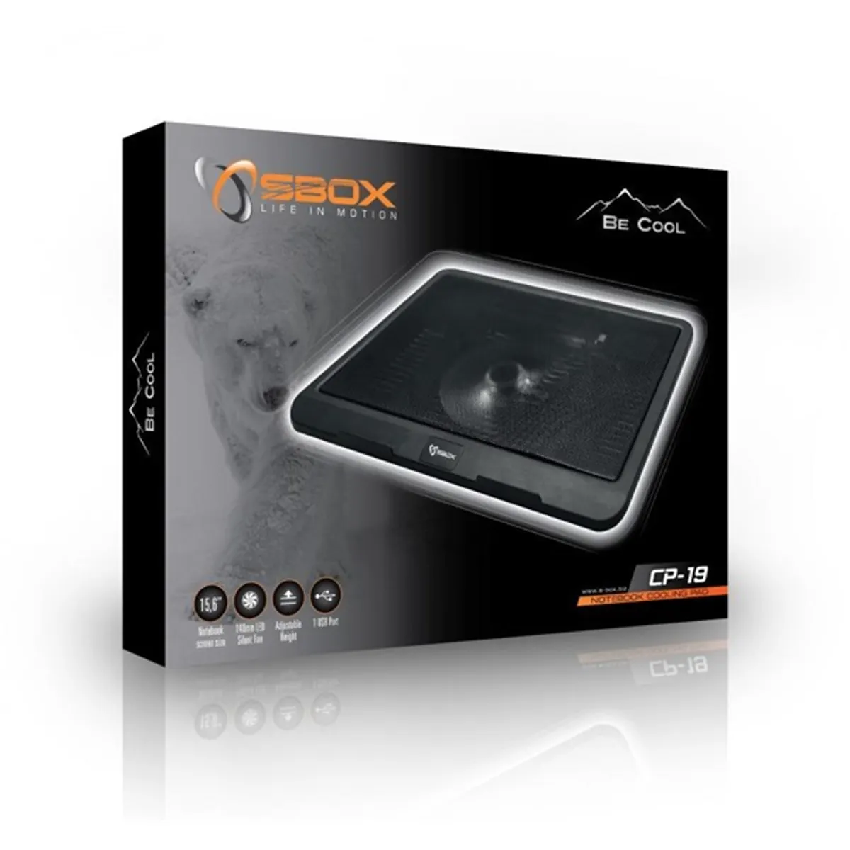 SBOX SBOX CP-19 CP-19 notebook hűtőpad 15,6" 140x140x15 mm ventilátor 1 db USB hub fekete #2