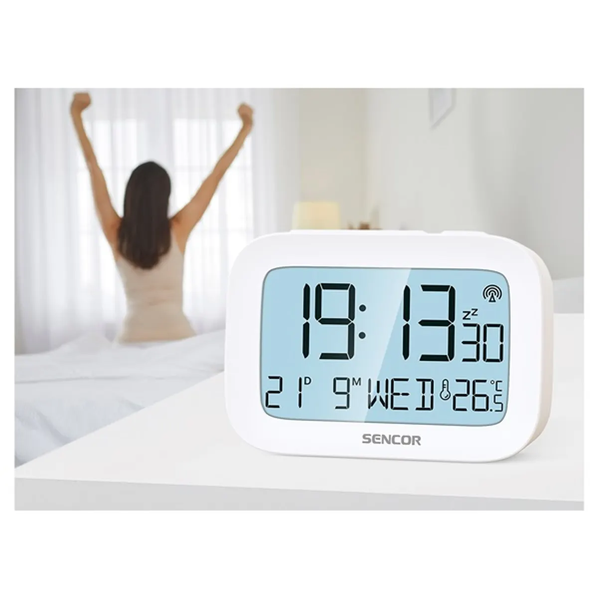 Sencor 35059023 SDC 2200 ébresztőóra Rádióvezérelt DCF77 LCD Fehér Hőmérő #7