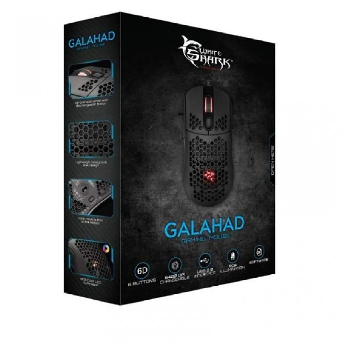 White Shark WS GM-5007B GALAHAD 6400 dpi fekete gamer egér USB 2.0 RGB 1,8 m #9
