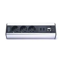 TOO DPS-114-3S asztalra rögzíthető elosztó 3 aljzat 2x USB-A HDMI RJ45 ezüst 1.8 m #2