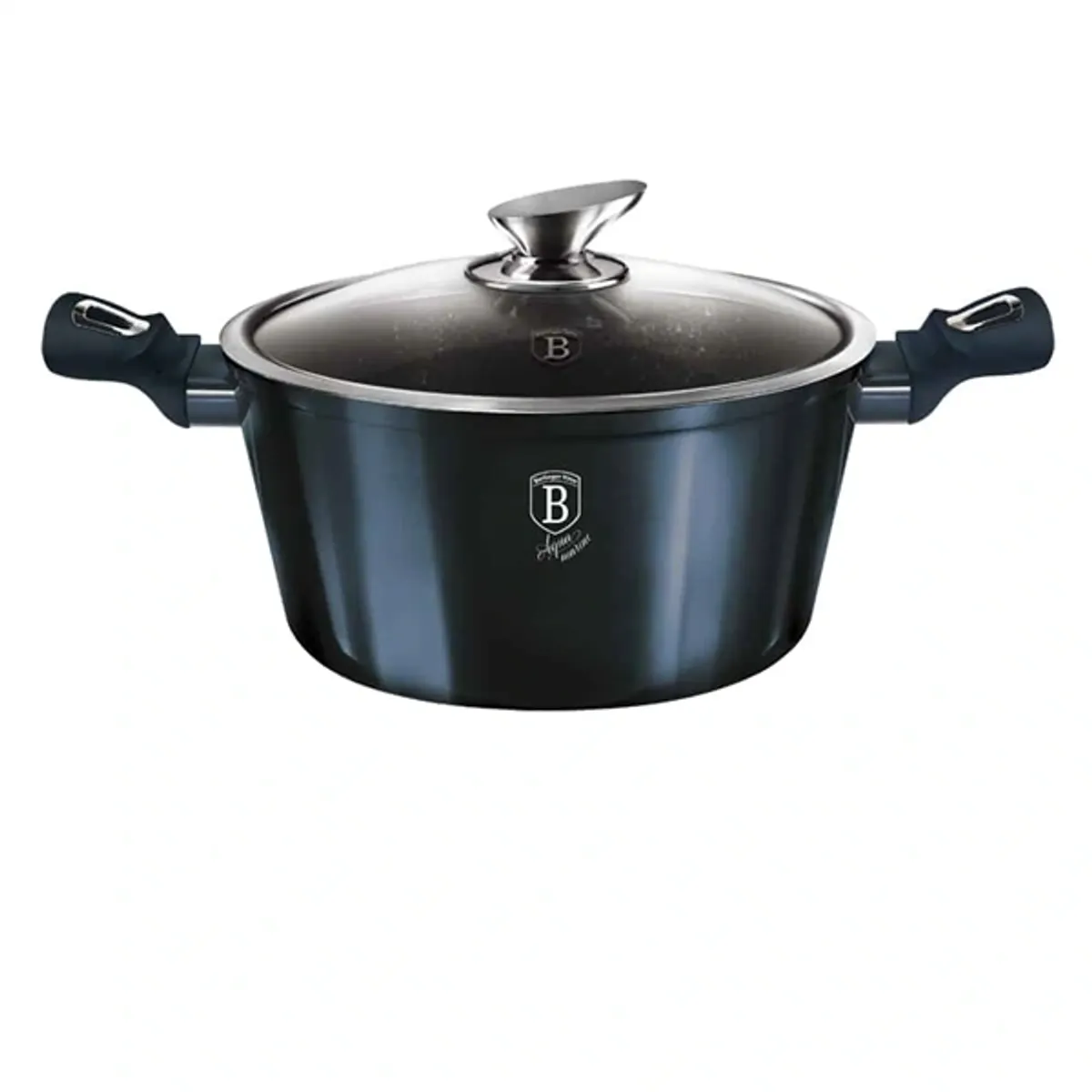 Berlinger Haus BH/7148 Metallic Line Aquamarine Edition 30cm lábas, kovácsolt alumínium, 3 rétegű márvány bevonat, turbo indukciós talp, üvegfedő #1