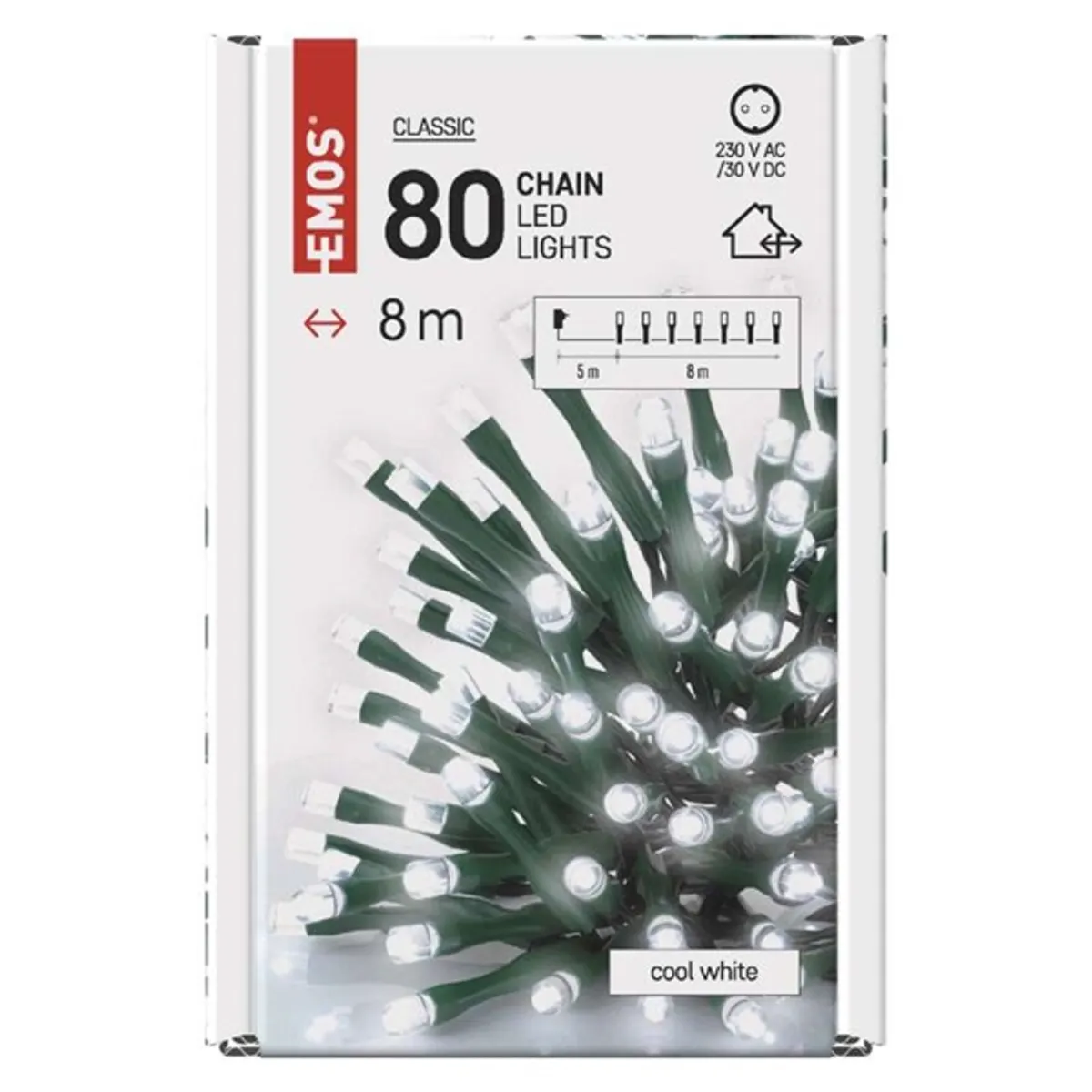 EMOS D4AC02 világítás 8m 80LED IP44 beltéri kültéri időzítő 230 V AC #6