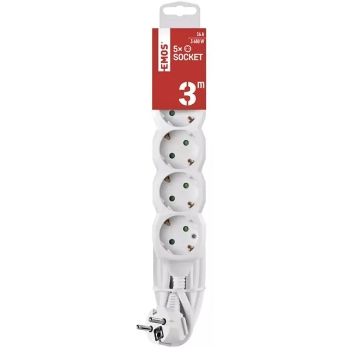 EMOS P0523R elosztó 3 m 5 aljzat fehér SCHUKO gyerekzár 1,5 mm2 #2