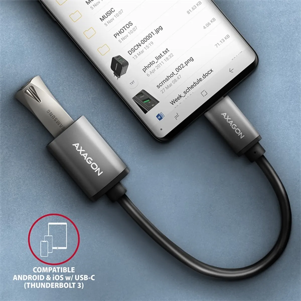 AXAGON RUCM-AFAC USB-C USB-A adapter 20 cm szürke #6