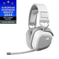 CORSAIR CA-9011296-EU HS80 MAX vezeték nélküli fejhallgató fehér Dolby Atmos PC Mac PS5 PS4 50 mm hangszóró 32 ohm 20-20000 Hz balos