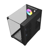 RAIDMAX I620TBF i620 fekete ATX acél műanyag edzett üveg 7 bővítőhely 3,5 belső hely 1 2,5 belső hely 2 tápegység van USB 3.0 fejhallgató csatlakozó mikrofon csatlakozó #4