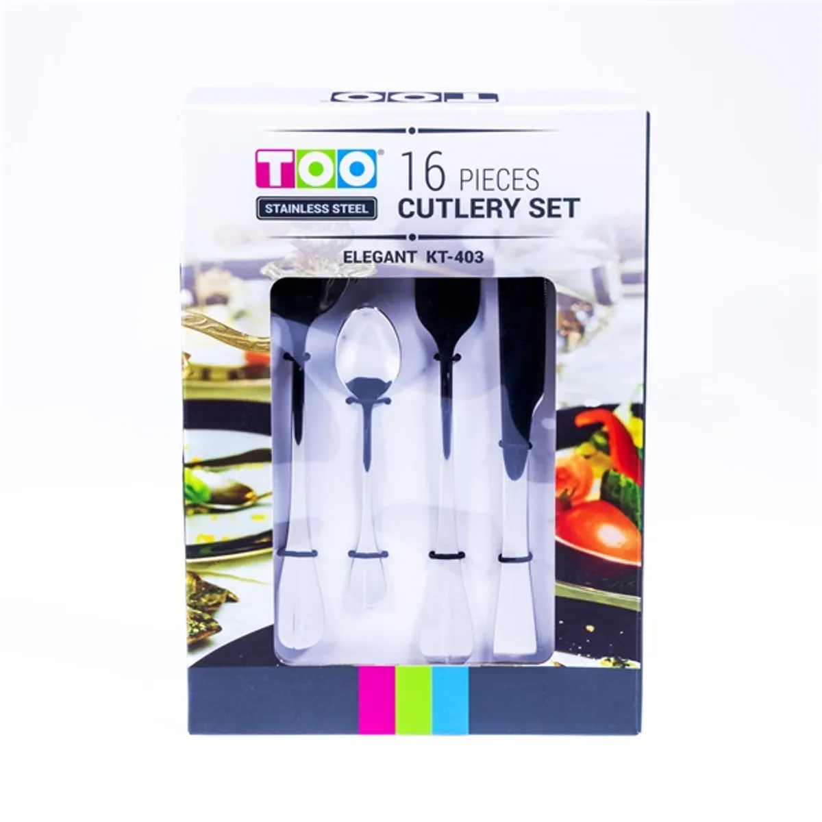 TOO KT-403 Elegant 16 db-os rozsdamentes acél ezüst evőeszköz készlet #2