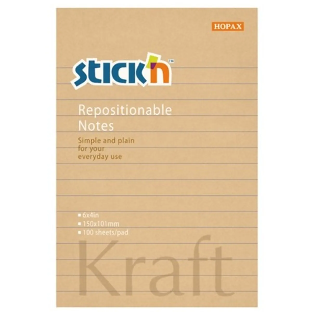 Stick N 21641 KraftNotes 150x101 mm 100 lap vonalas natúr újrahasznosított zöld termék #1