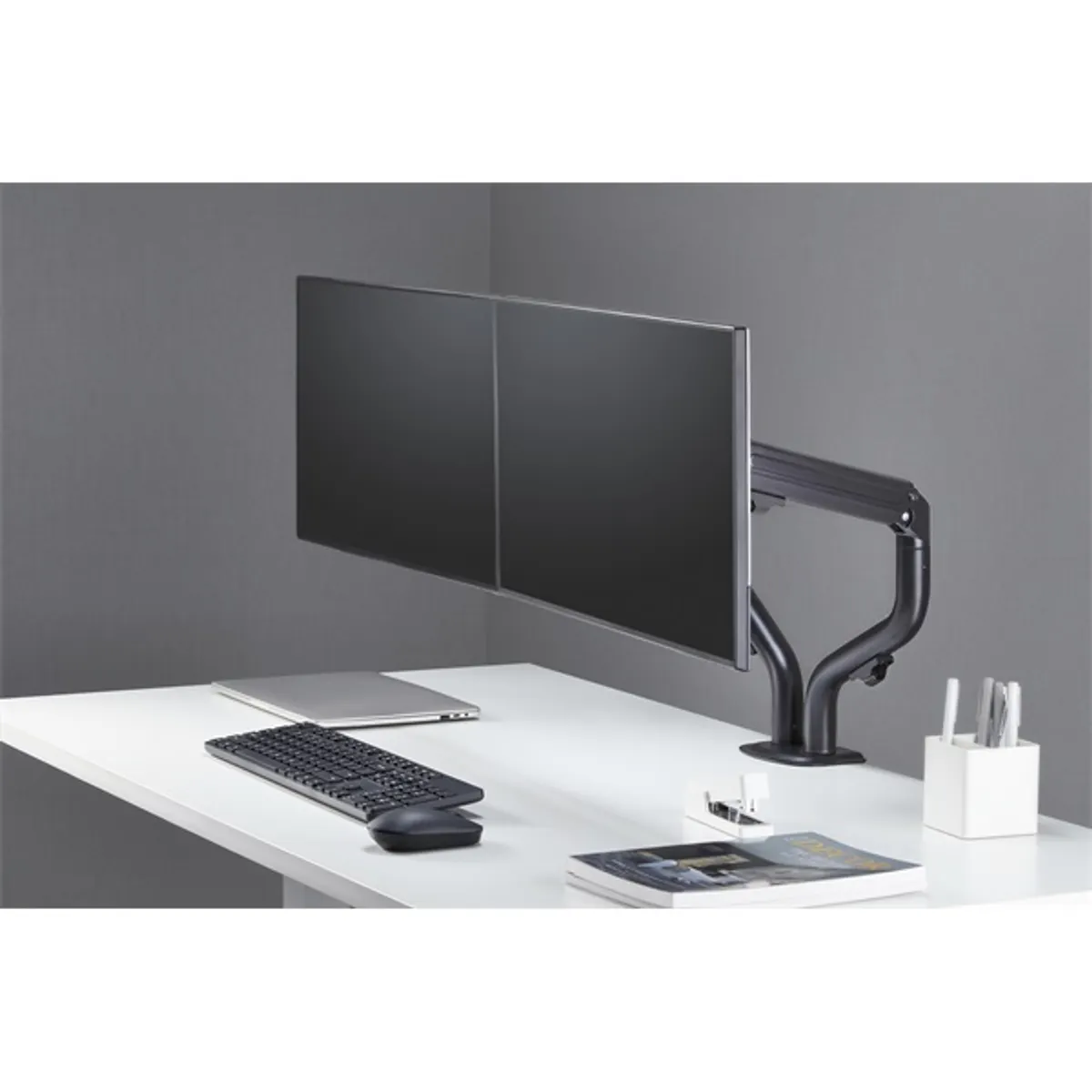 GEMBIRD MA-DA2-02 kétkaros asztali monitor tartó gázrugós 17-32" 2x monitor VESA 75x75 100x100 kábelrendező fekete #5