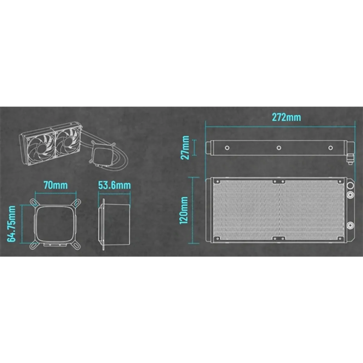 RAIDMAX LD240WT ARGB LD240 ARGB fehér LCD kijelzős 240 mm radiátor vízhűtés #6