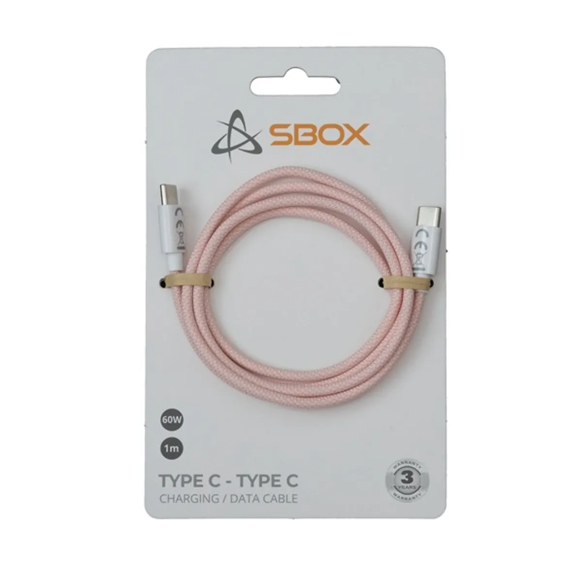 Sbox TYPE-C-1-P Type-C adat- és töltőkábel 100 cm rózsaszín #2