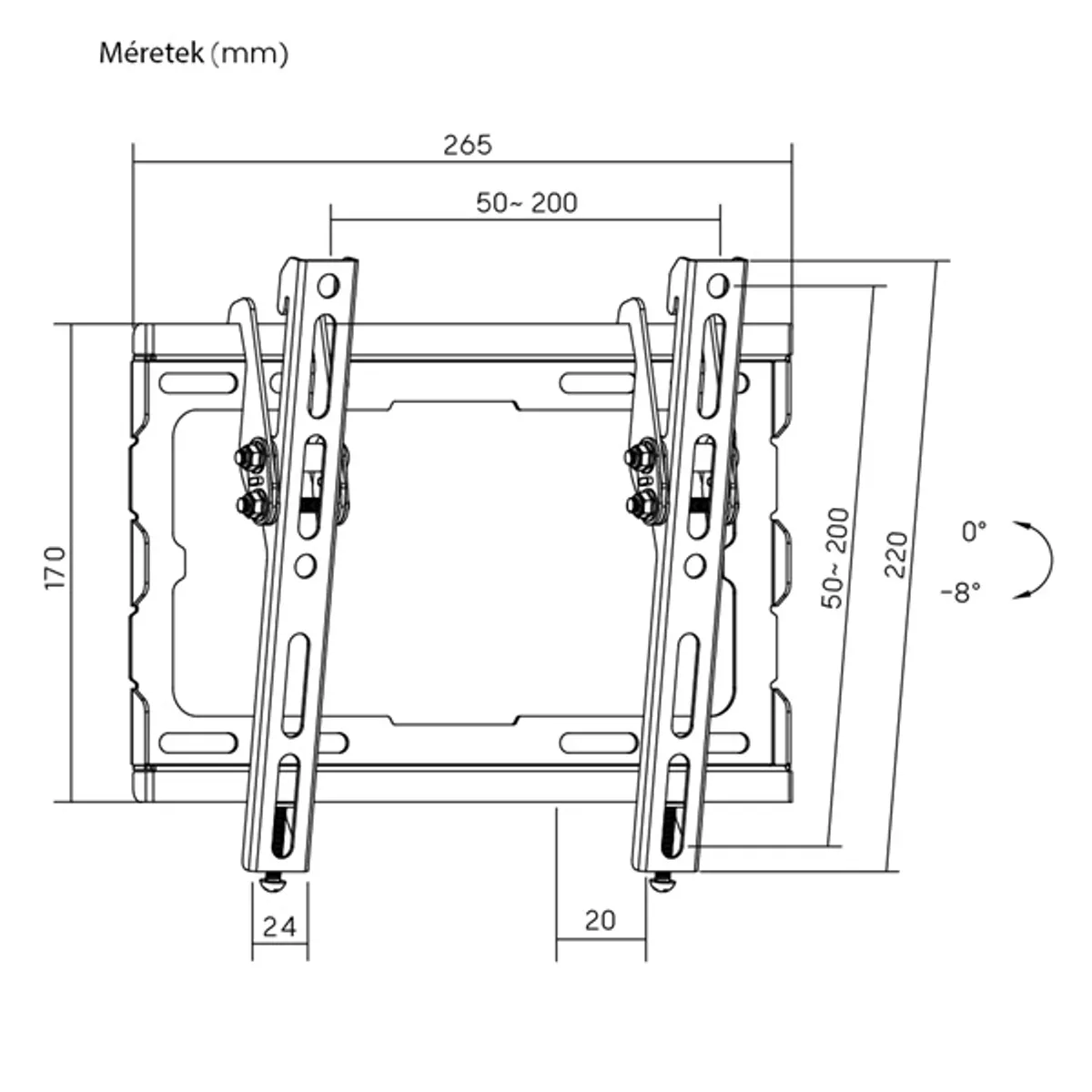 STANSSON WM-2343-08 dönthető és forgatható fali konzol 23"-43" 50x50-200x200 VESA 45 kg #7
