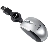 Genius 31010125106 MicroTraveler V2 ezüst-fekete optikai USB vezetékes 3 gomb és görgő 1000 dpi 86 cm kétkezes notebook