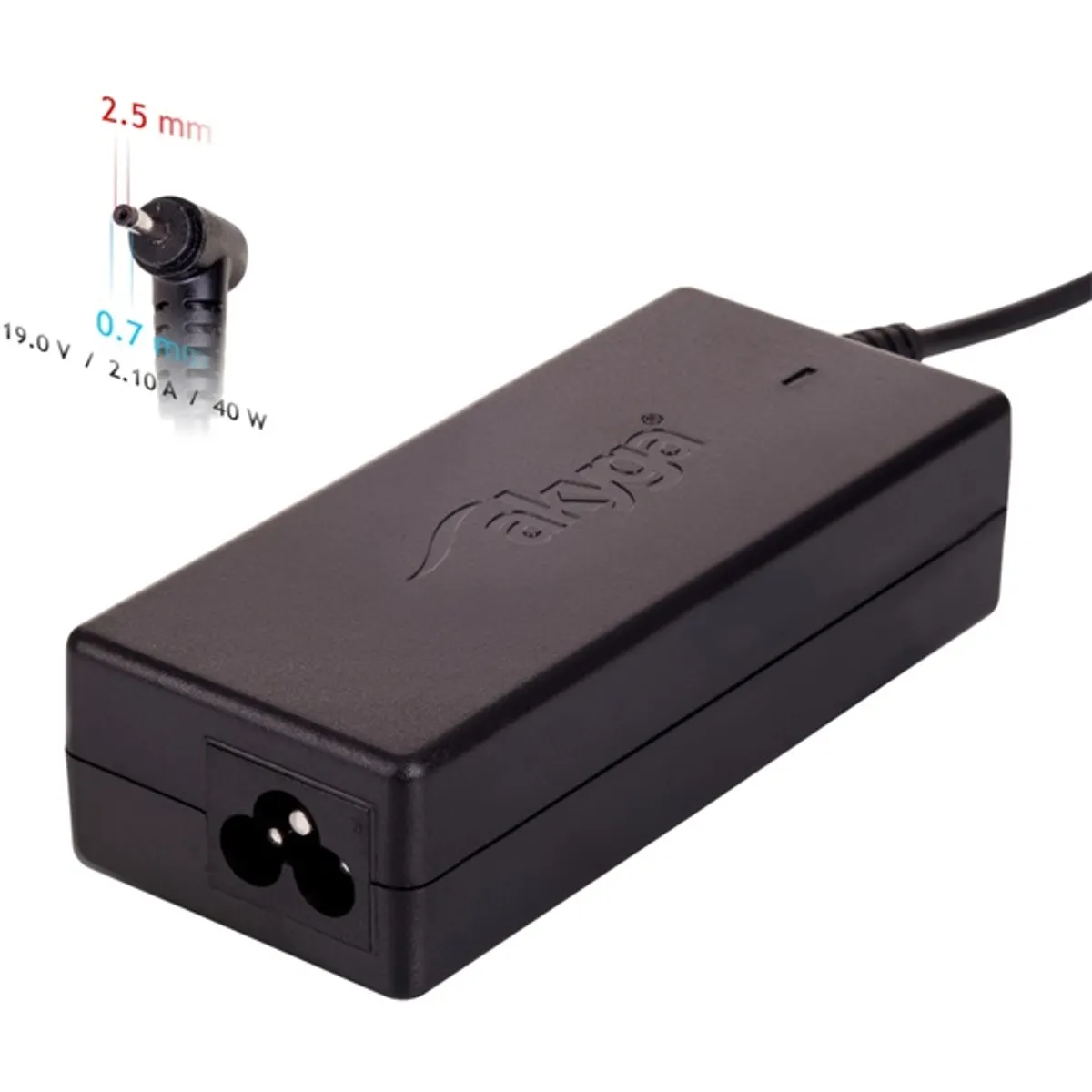 AKYGA AK-ND-23 notebook töltő Asus 19V 2.1A 40W 2.5x0.7mm fekete 120 cm #2