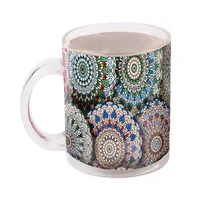 QX IMPEX KFT 102029 bögre átlátszó üveg 97 mm mandala minta