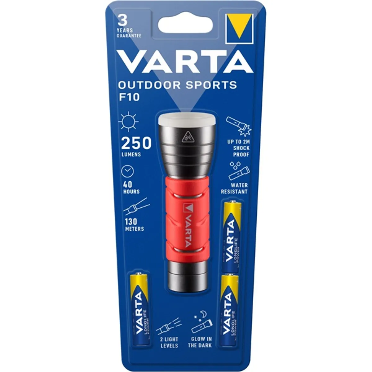 Varta 17627101421 Outdoor Sports F10 LED elemlámpa 5W Cree LED IPX4 eloxált alumínium II. típusú 151 m 235 lm 35 h 3xAAA #5