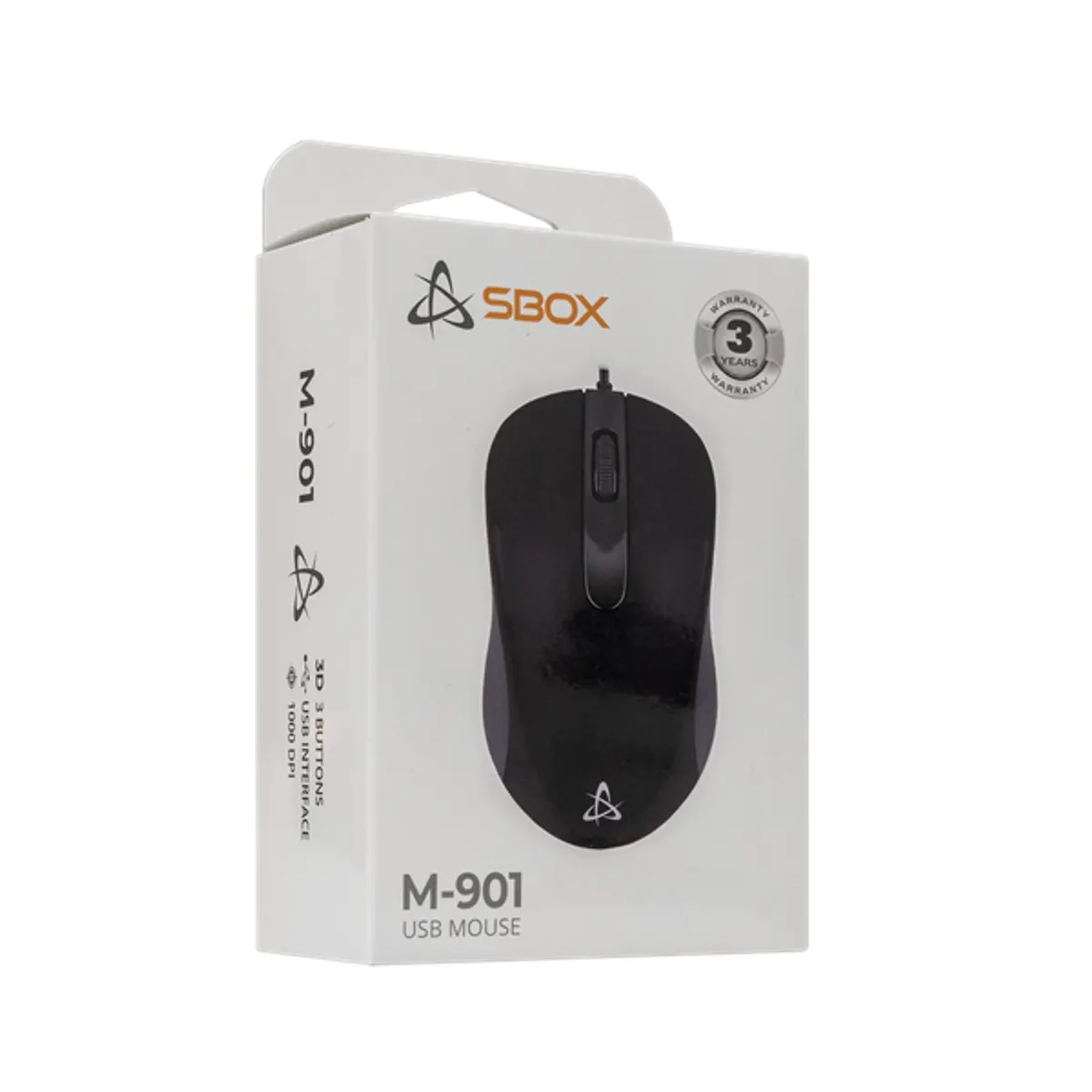 SBOX M-901B egér optikai USB 1000dpi fekete 150 cm #3