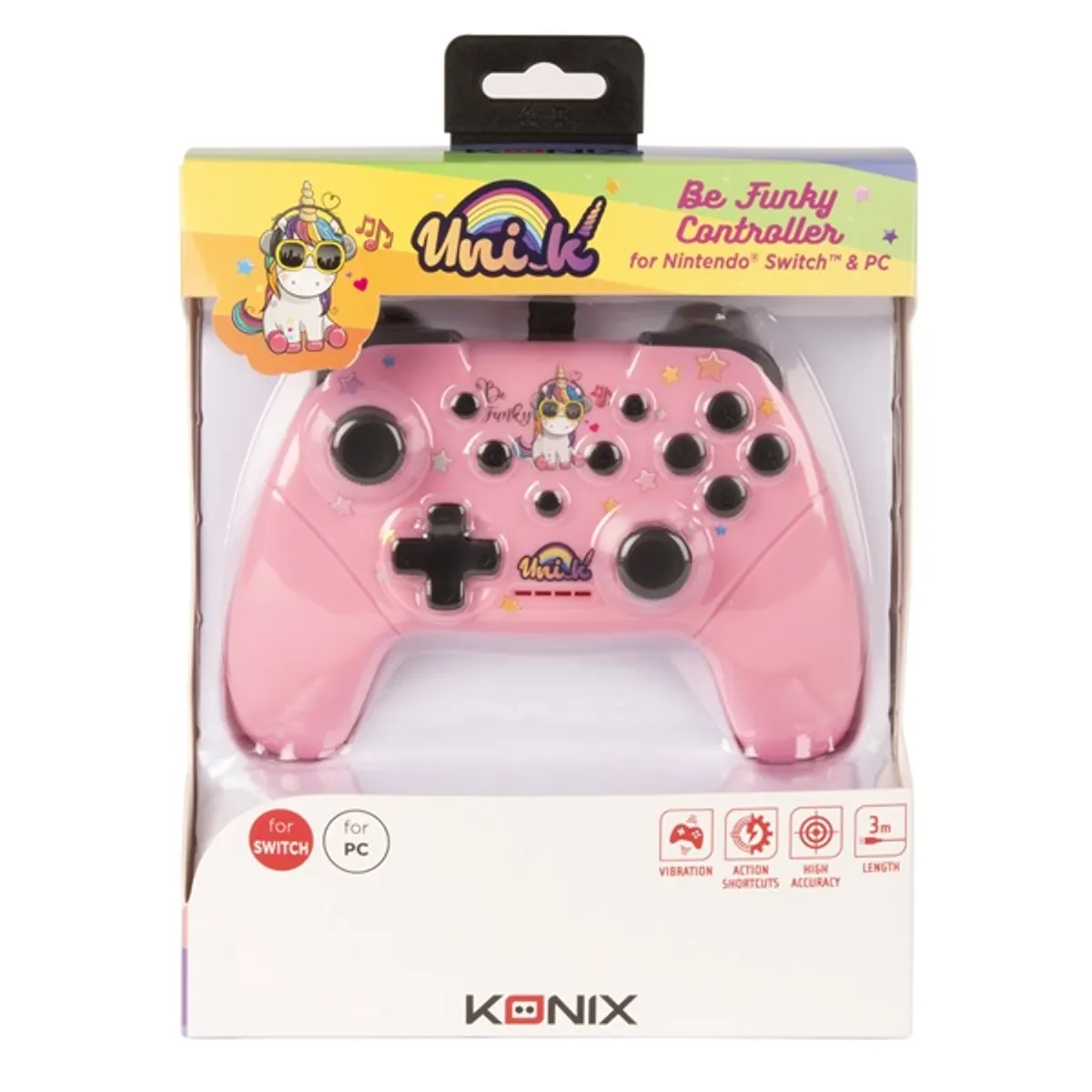 KONIX KX-UNIK-SW-PAD-FUNKY Unik Be Funky kontroller rózsaszín, Nintendo Switch és PC vezetékes, 3 m #1