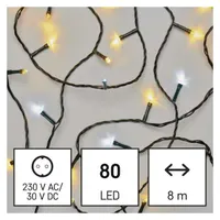 EMOS D4AN04 LED karácsonyi fényfüzér 8m 80LED IP44 kül-beltéri időzítős meleg fehér és hideg fehér #2