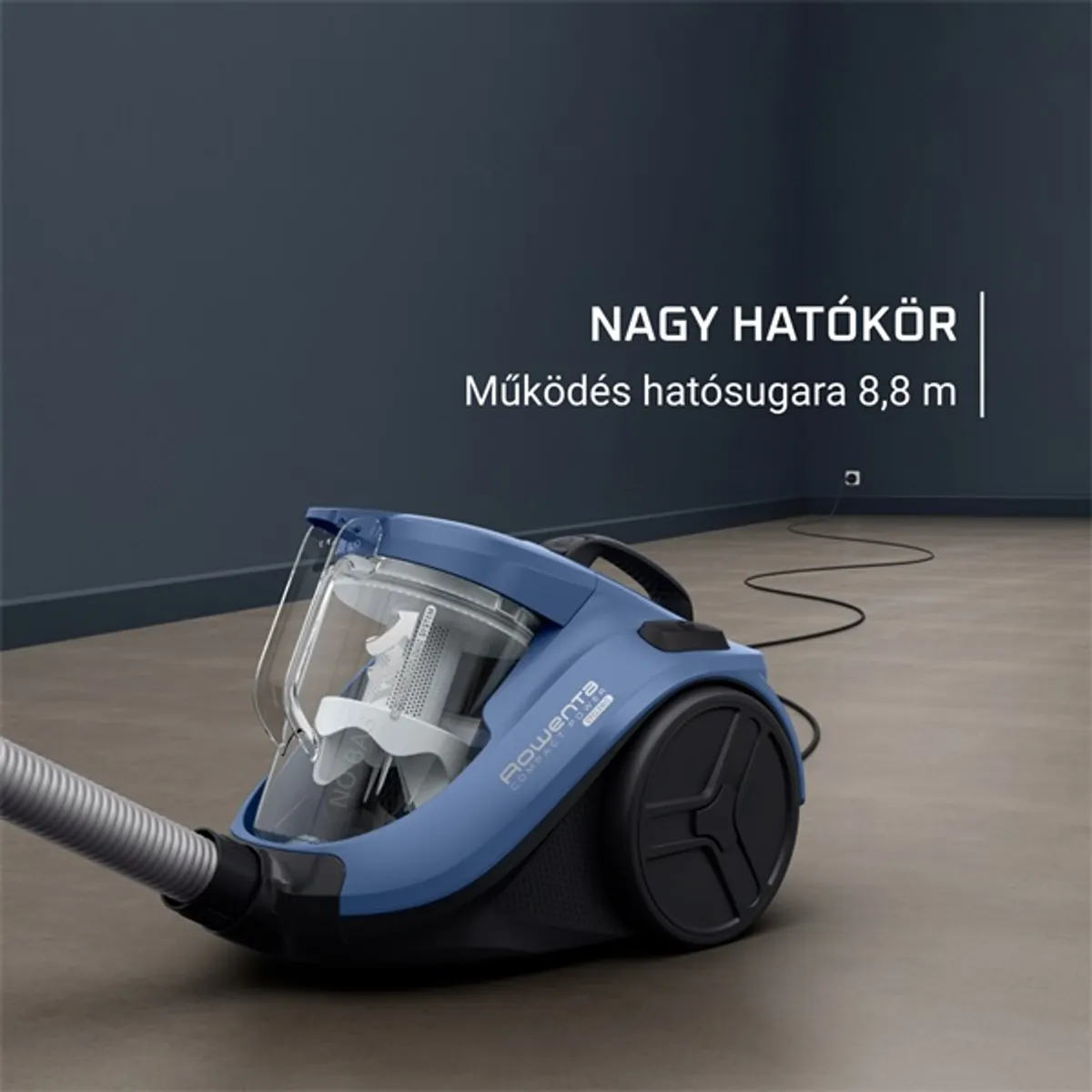 Rowenta 2211401339 Compact Power Cyclonic kék-fekete 750 W 1,5 l tartály 620 cm kábel 8,8 m hatótávolság 79 dB porzsáknélküli ciklon #5