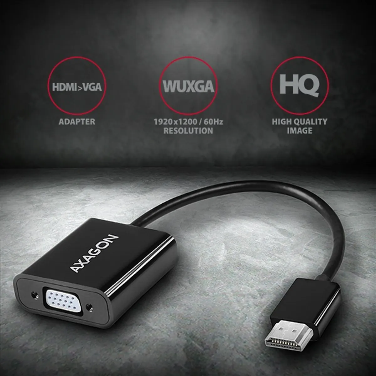 Axagon rvh-vgan hdmi - vga adapter fekete 15 cm dobozos #2