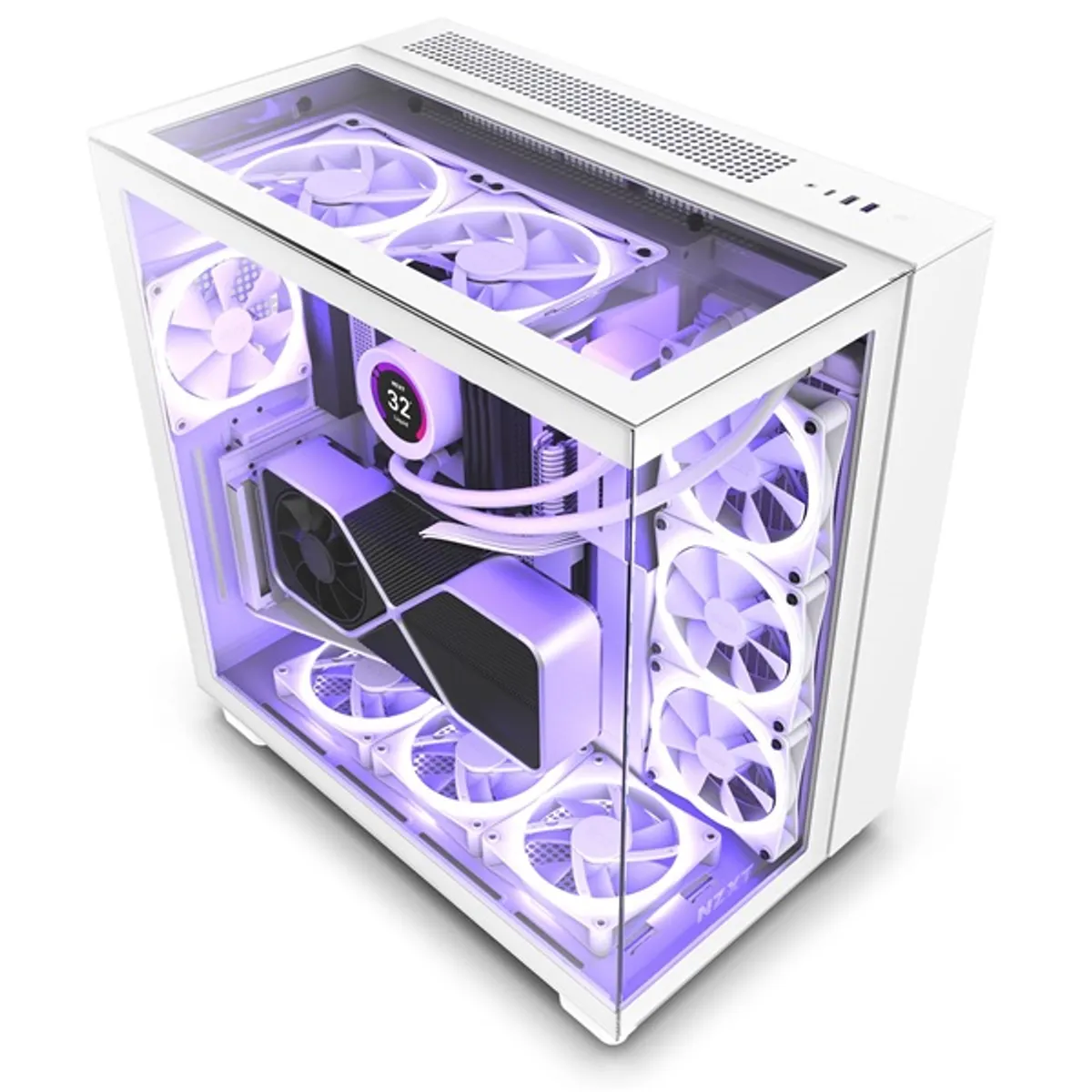 NZXT CM-H91EW-01 H9 Elite edzett üveg fehér ATX 10 ventilátorhely USB 3.0 fejhallgató csatlakozó 2x3,5" belső hely 6x2,5" belső hely #1