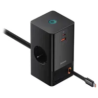 Baseus PSLR000301 PowerCombo töltőállomás 65W univerzális 2 USB-C 1 USB-A kihúzható kábel 1,5 m fekete #3