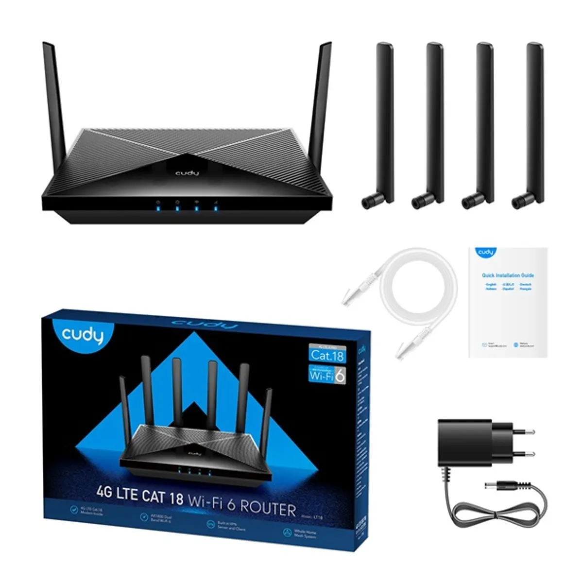 CUDY 00216296 LT18 4G LTE Cat 18 AX1800 WiFi 6 router, 2x nano SIM, WAN és LAN, QoS, IPv6 #4