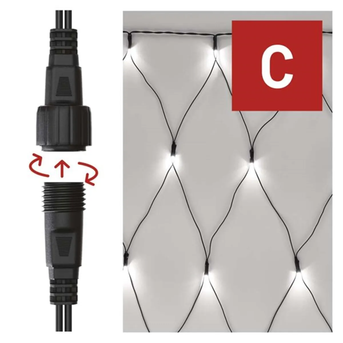 EMOS D1DC01 Fényfüzér háló 2x1,5 m 160 LED IP44 hideg fehér kültéri és beltéri #2