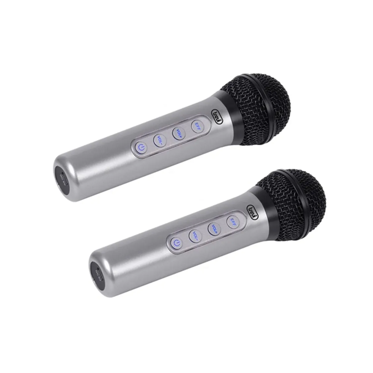 Trevi EM 415 R dupla vezeték nélküli mikrofon szett kézi formátum 2,4 GHz 15 m 5 effekt USB-C töltés 6,3 mm vevő #1