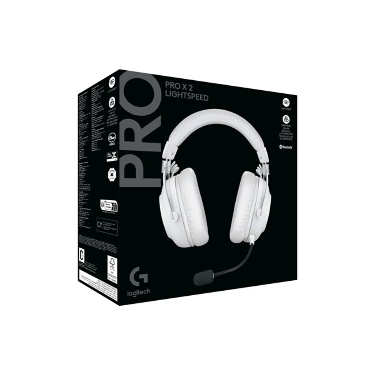 LOGITECH 981-001269 Pro X 2 Lightspeed grafén 50 mm hangszórók, fehér, 50 óra, 30 m, Bluetooth, USB, 3,5 mm #6