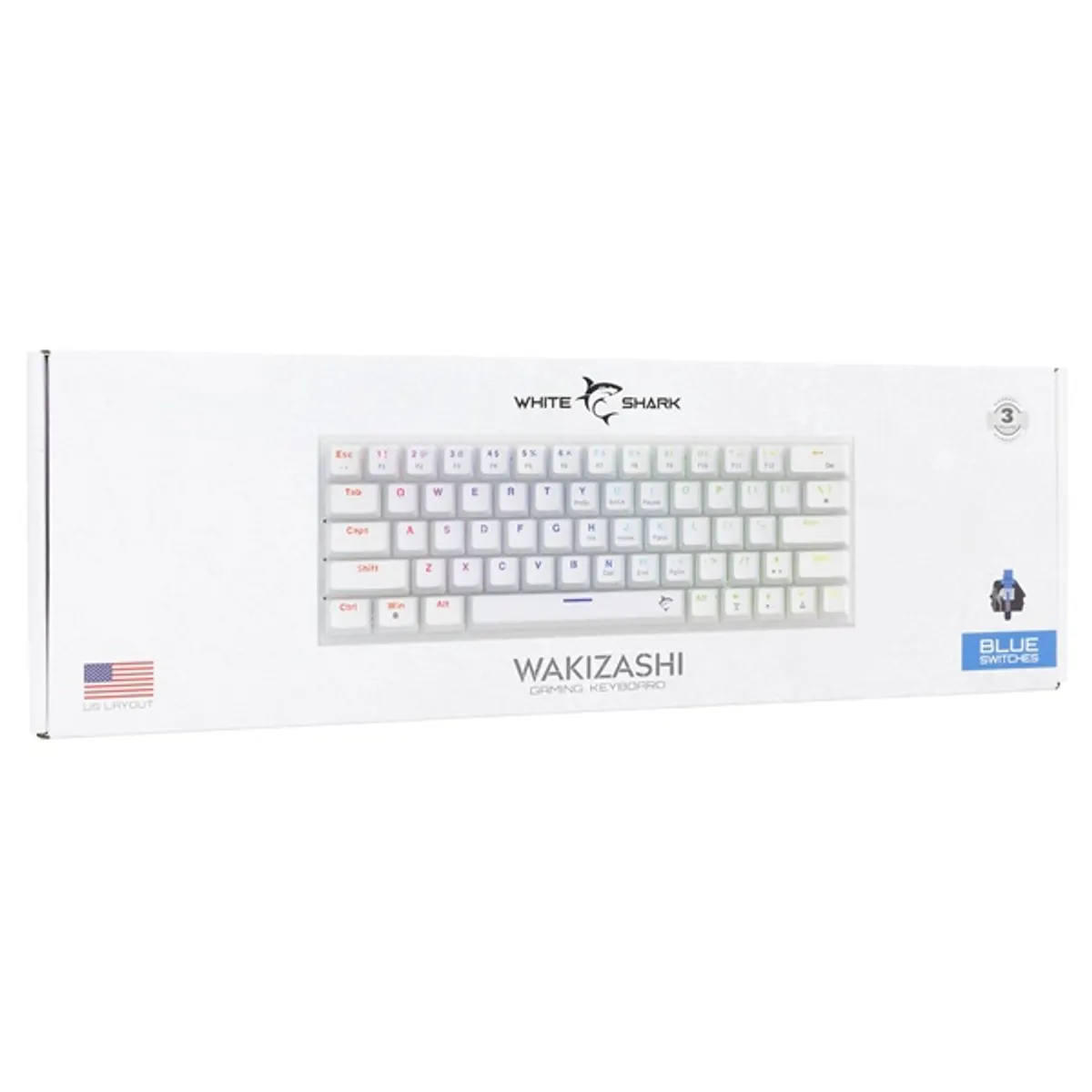White Shark WS GK-002221V2-W/BL-US Wakizashi 2 fehér, kék kapcsoló, mechanikus Type-C RGB világítás #7