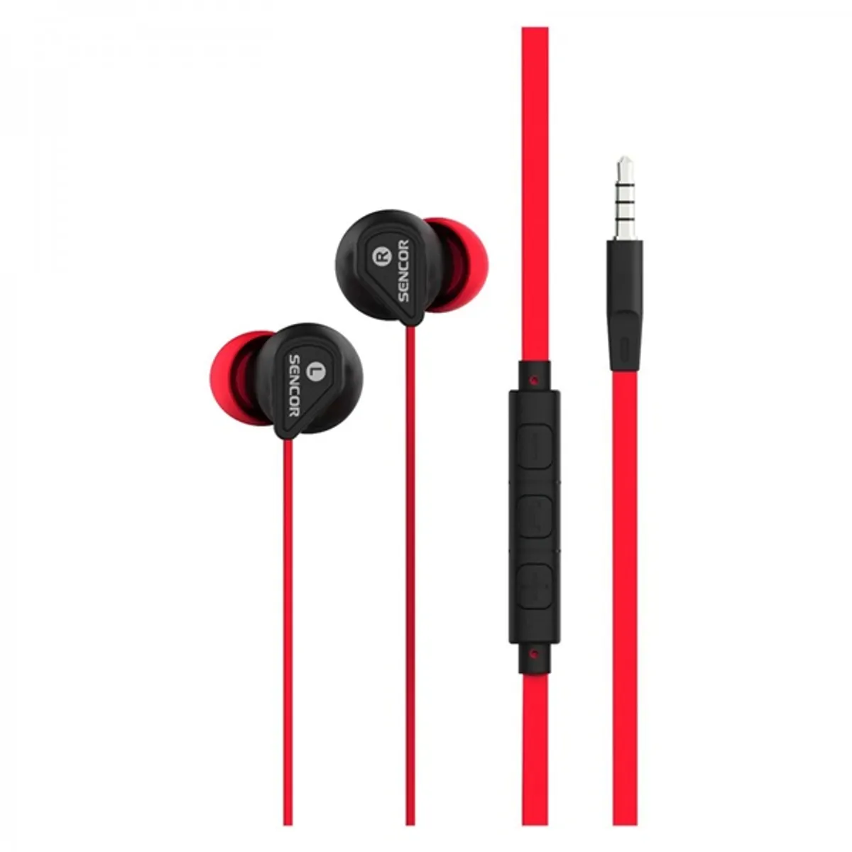 Sencor 35052268 SEP 172 piros fülhallgató 3,5 mm jack 1,2 m kábel, 16 ohm, 20 Hz-20 kHz, 96 dB, mikrofon a kábelen, hangerő szabályzó #1