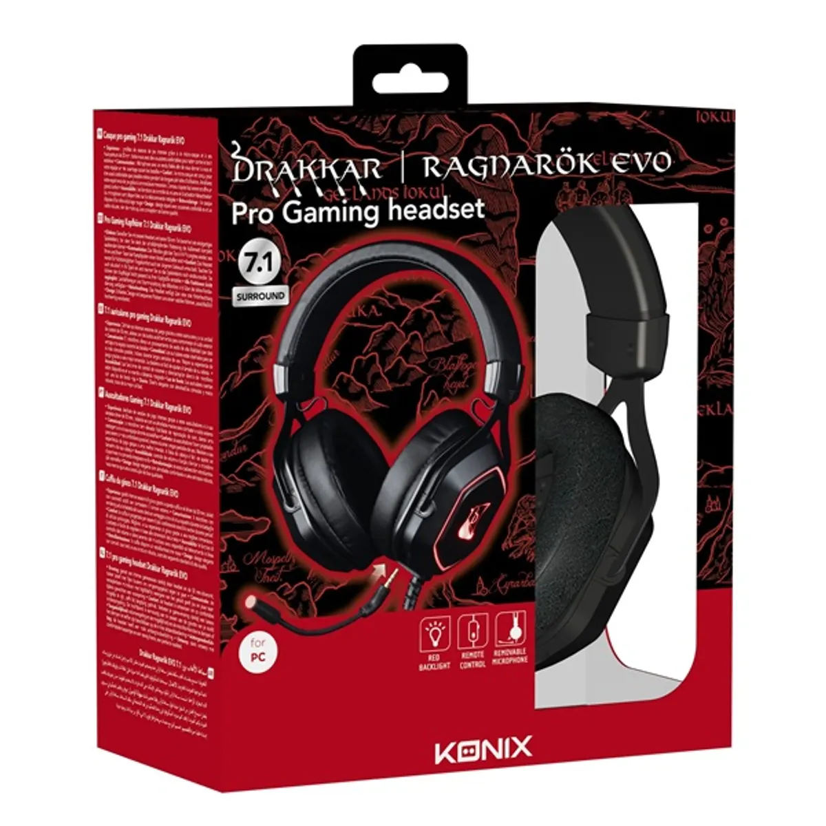 Drakkar KX-GH-PRO-EVO-PC Ragnarok Evo Pro 7.1 headset fekete usb pc 200 cm balos mikrofon 50 mm #7