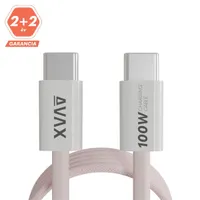 AVAX CB610P Magnety USB-C adat- és töltőkábel 100W 1m rózsaszín fonott